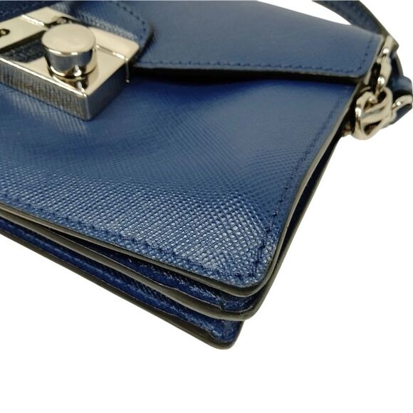 Authentic PRADA Blue Saffiano Lux Leather 2way Sound Flap Mini Crossbody Bag - Picture 6 of 9